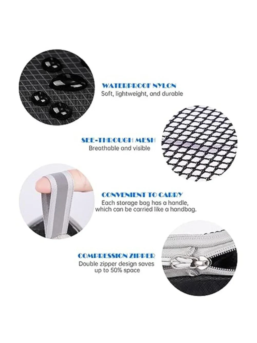 Compression Packing Cubes Travel Organizer Set Luggage Bags 7 Piece Space Saver